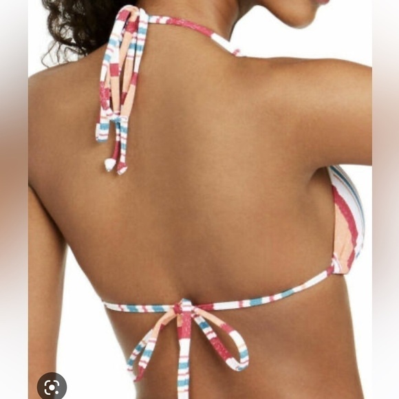 Nwt Roxy STRIPE Juniors' Striped High-Waist Bikini Swimsuit - M - Picture 3 of 10